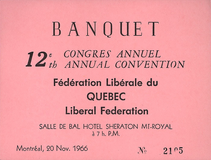 12e congrès annuel de la Fédération libérale du Québec, 18-20 novembre 1966