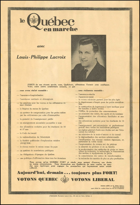 Affiche électorale de Louis-Philippe Lacroix, 1966.