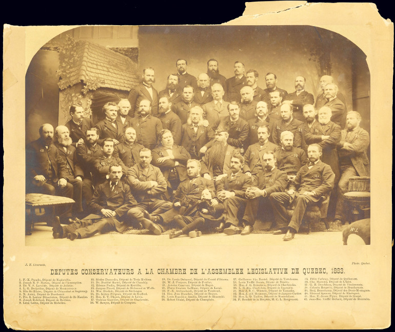 Députés conservateurs à la chambre de l’Assemblée législative de Québec, 1883.
