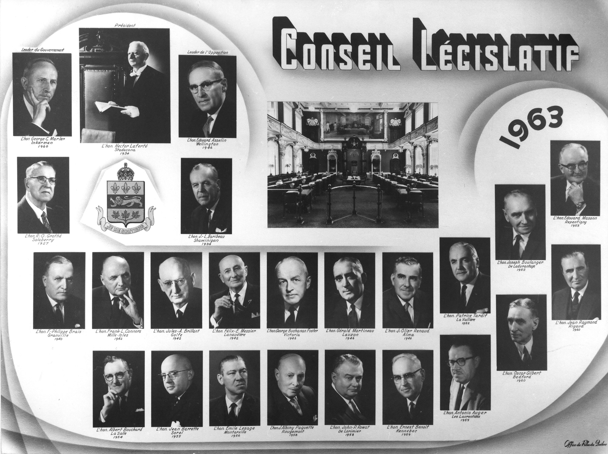 Mosaïque des conseillers législatifs de 1963. 
