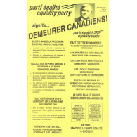 Feuillet du Parti Égalité, campagne électorale 1994