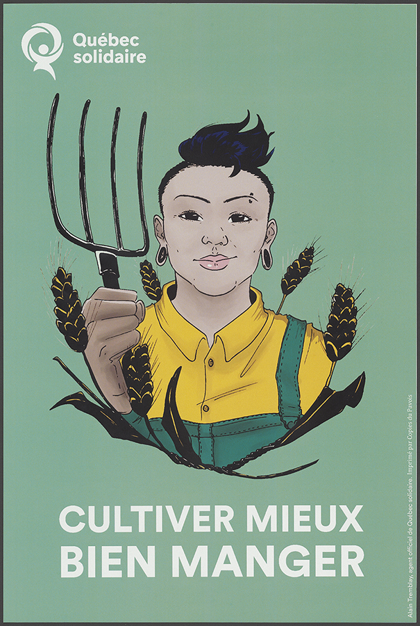 Affiche électorale « Cultiver mieux bien manger » de Québec solidaire, 2018.