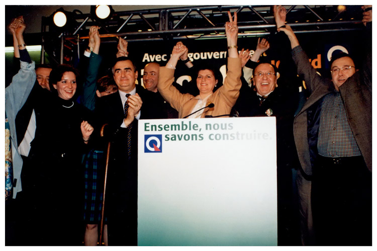 Rassemblement du Parti québécois durant la campagne électorale, 1998.