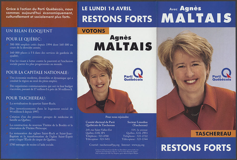 Dépliant électoral d'Agnès Maltais, 2003.