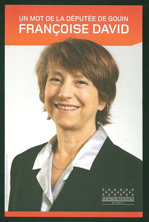 Dépliant promotionnel des activités de la députée Françoise David, 2013.