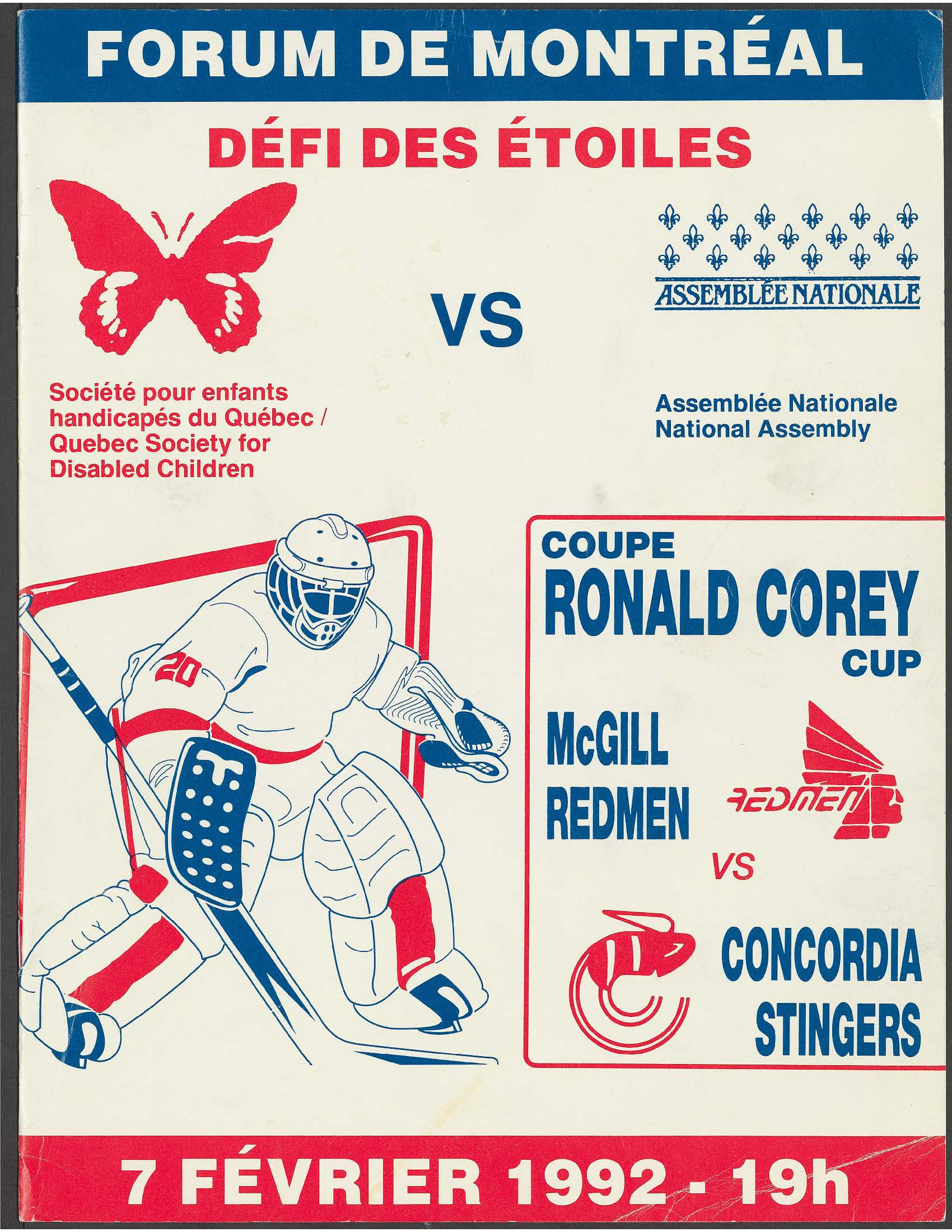 Brochure du défi des étoiles entre artistes et parlementaires, 7 février 1992.